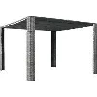 vidaXL Prieel met dak 300x300x220 cm poly rattan grijs en antraciet