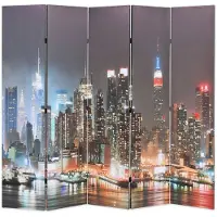 vidaXL Kamerscherm inklapbaar New York bij nacht 200x170 cm