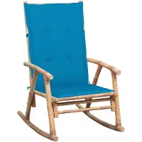 vidaXL Schommelstoel met kussen bamboe