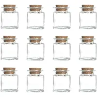 Cosy & Trendy Set van 24x stuks voorraadpotjes/bewaarpotjes 50 ml glas met kurken stop - Voorraadpot