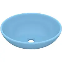 vidaXL Wastafel ovaal 40x33 cm keramiek mat lichtblauw