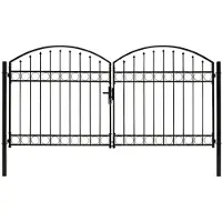 vidaXL Hekpoort ASSEN dubbele deur met gebogen bovenzijde staal 300x125 cm
