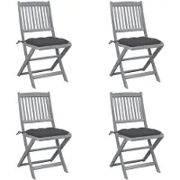 vidaXL Tuinstoelen 4 st inklapbaar met kussens massief acaciahout