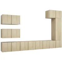 vidaXL 8-delige Tv-meubelset bewerkt hout sonoma eikenkleurig