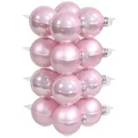 Othmar decorations 16x Glazen kerstballen mat en glans roze 8 cm - Kerstbal