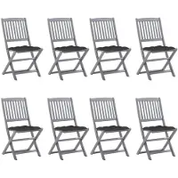 vidaXL Tuinstoelen 8 st inklapbaar met kussens massief acaciahout