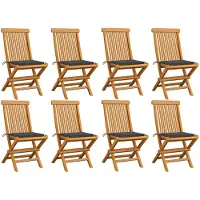vidaXL Tuinstoelen 8 st met antracietkleurige kussens massief teakhout