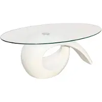 vidaXL Salontafel met ovaal glazen tafelblad hoogglans wit