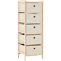 vidaXL Opbergmeubel met 5 stoffen manden cederhout beige