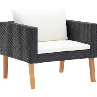 vidaXL Tuinbank eenzits met kussens poly rattan zwart