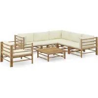 vidaXL 7-delige Loungeset met crèmewitte kussens bamboe
