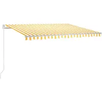 vidaXL Luifel handmatig uittrekbaar 450x300 cm geel en wit