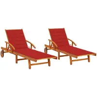 vidaXL Ligstoelen 2 st met kussens massief acaciahout