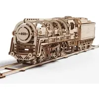Ugears 460 Steam Locomotive With Tender Wooden Mechanical Model Goud