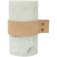 Tak Design vaas 11 x 15 cm marmer/leer wit/bruin