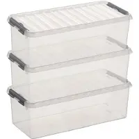 Sunware 3x Kunststof stapelbare opbergbak 9,5 liter 48,5 x 19 x 14,7 cm - Opbergbox