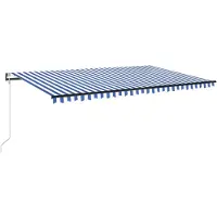 vidaXL Luifel automatisch met LED en windsensor 500x300 cm blauw wit