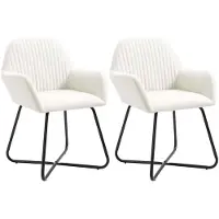 vidaXL Eetkamerstoelen 2 st stof crèmekleurig