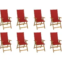 vidaXL Klapstoelen met kussens, 8 stuks, massief acaciahout