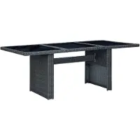 vidaXL Tuintafel poly rattan en gehard glas donkergrijs