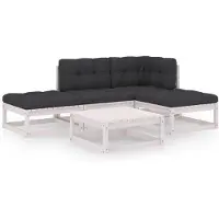 vidaXL 5-delige Loungeset met kussens massief grenenhout