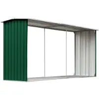 vidaXL Haardhoutschuur 330x92x153 cm gegalvaniseerd staal groen