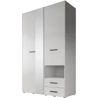 Meubella Kledingkast - Wit - 128x54x206 - Spiegel - Garderobekast