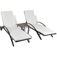 vidaXL Ligbedden met tafel poly rattan bruin