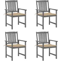 vidaXL Tuinstoelen 4 st met kussens massief acaciahout grijs