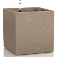 Lechuza CANTO Stone 40 low - Plantenbak - met uitneembare binnenbak - met bewateringssysteem - ALL-IN-ONE set met LECHUZA-PON - zandbeige