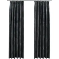 vidaXL Gordijnen verduisterend 2 st met haken 140x225 cm fluweel antraciet