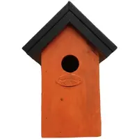 Lifetime Garden Houten Vogelhuisje/nestkastje 22 Cm - Zwart/oranje Dhz Schilderen Pakket - Vogelhuisjes