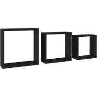 vidaXL Wandschappen kubus 3 st MDF zwart