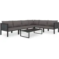 vidaXL 7-delige Loungeset met kussens poly rattan antraciet