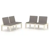 vidaXL Loungebanken 2 st met kussens kunststof wit