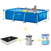 Intex Zwembad - Frame Pool - 260 x 160 x 65 cm - Inclusief Solarzeil, Filterpomp & Filter