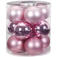 Merkloos Inge Christmas Goods Kerstballen - 12 stuks - roze - 8 cm - Kerstbal