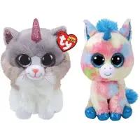 TY - Knuffel - Beanie Buddy - Asher Cat & Blitz Unicorn