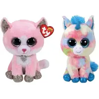 TY - Knuffel - Beanie Buddy - Fiona Pink Cat & Blitz Unicorn