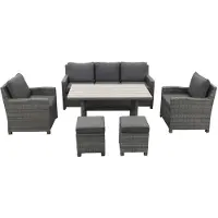 Van der Garde Tuinmeubelen VDG Delta lounge diningset - 6 delig- Organic grey