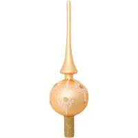 Merkloos Krebs Luxe kerstboom piek - mat goud - 28 cm - glas - gedecoreerd - kerstboompieken