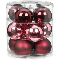 Merkloos 12x Berry Kiss mix roze/rode glazen kerstballen 8 cm glans en mat - Kerstbal