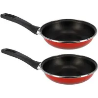 Blokker Set Van 2x Stuks Aluminium Professionele Rode Koekenpan Merida Met Anti-aanbak Laag 20 Cm - Hapjespannen