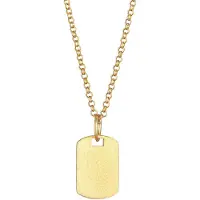 KUZZOI - KUZZOI Halsketting Menselijke Merk Militaire Plaat Geborsteld Trend Massief in 925 Sterling Zilver Gold Plated Herensieraden Heren