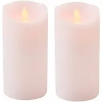 Anna's Collection 2x LED kaars/stompkaars roze met dansvlam 15 cm - LED kaarsen