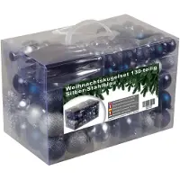 4seasonz kunststof kerstballen set 130 ballen, piek en snoer /blauw