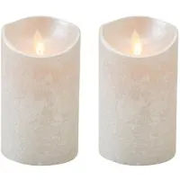 Anna's Collection 2x LED kaarsen/stompkaarsen zilver met dansvlam 12,5 cm - LED kaarsen