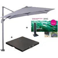 Garden Impressions Hawaii zweefparasol S 250x250 - donker grijs/licht grijs met 60 kg parasolvoet en parasolhoes