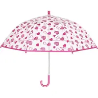 Playshoes kinderparaplu Hartjes meisjes 70 cm transparant/roze