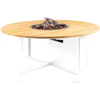Cosi Loft 120 round white frame with teak top